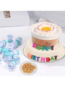 1个字母或数字翻糖蛋糕模具，饼干印章，压花切割器，大写数字形状饼干DIY - 彩色 - 查看 3