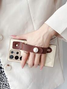 奢华复古波浪羽绒服手机壳适用于三星 Galaxy S24 S25 Ultra S24 Plus S23 Plus S23 Ultra Pearl 腕带支架镜头保护套 - 奶咖色 - 查看 4