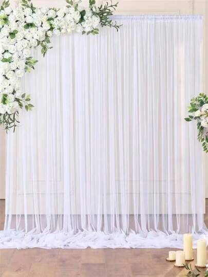 1 Set/2 Pieces -1.6m*3m Tulle Backdrop Curtains, Sheer Backdrop Curtains For Birthday Party Wedding Spring Party, Photography Backdrop Decoration Summer Gifts Beach Back To School School Supplies Room Decor