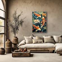 Framed 1pc Koi Fish Pond Lake Wall Art Print Canvas Artprint Desktop Art,Aesthetic Home Decorative Art Poster,Fancy Canvas Art Print Wall Decor,Suitable For Livingroom,Bathroom,Bedroom,Diningroom,Kitchen,Dormitory,Cafe,Corridor,Bar Wall Decoration - Framed - View 2