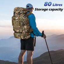 NEWHEY Mochila de camping/senderismo de 80L, mochila rústica militar MOLLE, mochila de senderismo impermeable y ligera