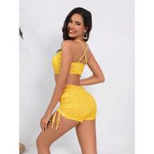 Bikini Sets For Women Floral Print Top And Drawstring Side Shorts Bikini Bathing Suits 2 Piece Swimsuit - Yellow Floral - View 2