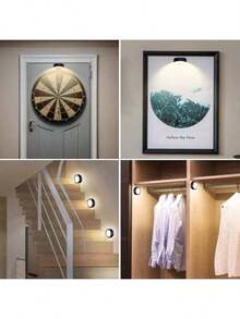 3 件装 LED 电池供电磁性绘画灯，无线家居墙壁装饰，带遥控器 - 黑色 - 查看 4