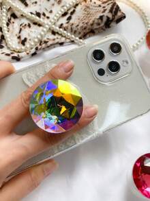 1 suport de telefon cu prindere din stras cu pietre prețioase în culorile bomboanelor, suport portabil pentru birou, suport reglabil pentru telefon cu pernă de aer, compatibil cu iPhone, telefon Android, cadou pentru ziua de naștere, familie, prieteni, prindere de telefon cu prindere prin tragere, accesorii pentru telefon