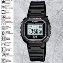 Casio Relógio Casio Retrô Infantil Femino Digital LA-20WH Resina LED Alarme Cronômetro Resistente Água Escolar Prático Leve Luz Led