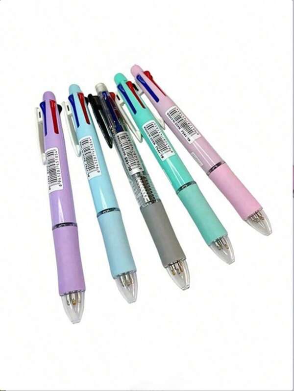 10pcs/5pcs/1pc Press Multi-Color Ballpoint Pen 4-In-1 Multifunctional Writing Pen, 4-Color Ballpoint Pen+1 Pencil Press Multi-Color Ballpoint Pen 5-In-1 Multifunctional Writing Pen Student Stationery, Study And Office Supplies Back To School