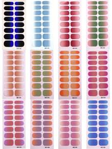 10pcs/8pcs/6pcs Random Color Gradient Full Coverage Nail Stickers, Blooming Design, Instant Self-Adhesive Nail Stickers, Long-Lasting Vibrant Colors, Easy Nail Art Decoration For Women And Girls, Suitable For Home Manicure Salon Full Nail Stickers, Women's Nail Art, Ladies Self-Adhesive Nail Stickers, Minimalist & Fashionable, Easy To Use, Suitable For Holiday Decoration, Party Decoration, Stage Decoration, Halloween Decoration, Daily Decoration, Holiday Gifts, Birthday Gifts, A Perfect Gift For Your Loved One