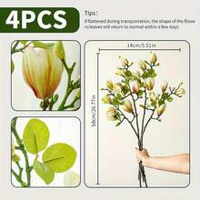 1pc/2pcs/4pcs Artificial Magnolia Bud Decor, Plastic Fake Flower Bouquet For Indoor/Outdoor Home Decor, Living Room, Bedroom, Cabinet, Backyard, Office, Restaurant, Hotel, And Various Party & Anniversary Scenes. For Better Effect, We Recommend Purchasing Multiple Pieces To Create A Nice Arrangement. - Magnolia In Bud - Green - View 14