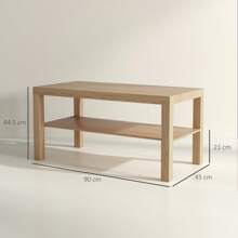 HOMCOM HOMCOM Classic Rectangular Coffee Table With Large Wooden Storage Shelf, Modern Sofa Coffee Table For Living Room And Office, 90x45x44.5 Cm, Natural Wood