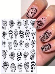 Pegatinas para uñas de diseño de Halloween en 3D, 2 piezas, con diseños de dibujos animados, líneas irregulares de grafiti, setas, ojo maligno, lágrimas del diablo, estrellas, para decoración de manicura y uñas para salón, accesorios DIY Y2K de otoño e invierno
