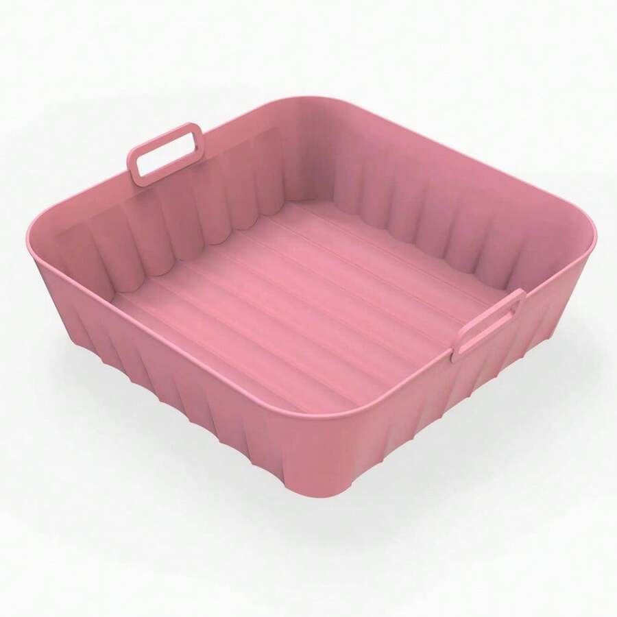 1pc Air Fryer Silicone Liners Reusable, Air Fryer Silicone Pot/Non Stick Air Fryer Accessories/ Silicone Tray For Air Fryer Tower For Home Kitchen - Pink - View 1