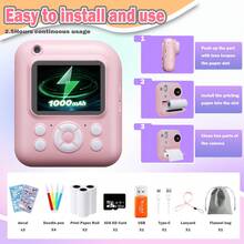 W&O 1080P FHD Screen Instant Print Digital Camera - With 3 Rolls Of Paper, 32G TF Card And Card Reader, Puzzle Games, 2.4 Inch Compact And Portable Design Outdoor Photography, Prefect Gift For Halloween Christmas And Thanksgiving. - Blue - View 2