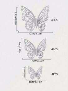 12 pièces/set Autocollants muraux 3D papillons pour décoration de gâteau de mariage, décoration de salon et de la maison, autocollants, décalcomanies murales, décalcomanies en vinyle pour décorations de la maison, articles de décoration de printemps pour rafraîchir votre maison, autocollants de décoration Rama, cadeaux pour anniversaire, remise des diplômes, décoration de chambre, décoration murale