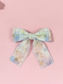1pc Women's Sweet Floral Print Bow Ribbon Hairpin Clip, Fashionable, Charming Casual Style, Suitable For Commuting, Parties, Birthdays, Street Style, Travel, Photogenic - A Great Gift For Best Friends Claw Clips Hair Slide Hair Barrettes