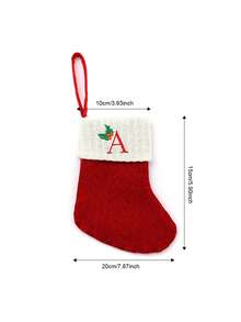 1 pièce Bas de Noël tricoté avec lettres, rouge, blanc et vert 3 couleurs, comprend 26 lettres anglaises. Peut être utilisé comme décoration de fête à la maison, ornement à accrocher au sapin de Noël ou au chevet, petit cadeau pour fête des fêtes, décoration d'Halloween - Multicolore - Voir 3