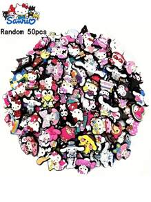Sanrio Sanrio Hello Kitty Classic Plastic Shoe Charms Set, DIY Shoe Pendant, Fashionable Cartoon Design, Decorative For Hair Accessory, Phone, Bag, Shoes, Backpack, Random 10/20/30/50/100pcs, Suitable For Shoes, Sandals, Bracelets, Wristbands, Party Gifts, Graduation Gifts, Birthday Gifts, Girls Will Love It!