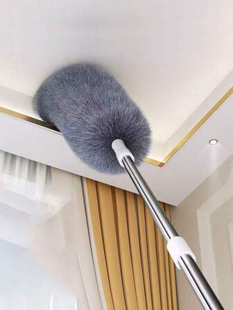 1 pezzo Spolverino telescopico per ventilatore da soffitto con spazzola di pulizia, pulitore per polvere da soffitto per casa, spazzola per pavimento, parete e soffitto, in fibra ultrasottile rimovibile e lavabile per ventilatore da soffitto, cucina, soggiorno, camera da letto, ingresso