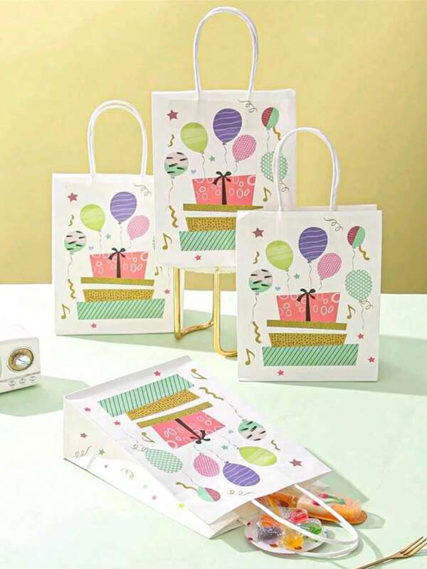 1 Set Of 3 Balloon Pattern Gift Bags, Reusable, Non-Woven Fabric Gift Bags, Can Be Used As Shopping Bags, Festival Party Gift Bags. Suitable For Gift-Giving And Birthday Parties