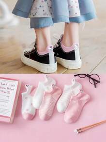 Sanrio 3 Pares de Meias Fofas Hello Kitty, Meias Quentes de Tornozelo para Meninas, Adequadas para Outono/Inverno