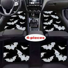 Apto para todos los modelos de automóviles, Juego de 4 piezas de alfombra de automóvil con diseño de murciélago, alfombra de vehículo para todas las estaciones con base antideslizante, accesorios de interior de automóvil fáciles de limpiar - Cuatro conjuntos de patrones de murciélagos - Ver 1
