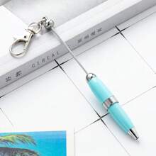 1-5pcs Colorful Creative Cute Metal DIY Bead Mini Short Glittering Crystal Diamond Pen With Key Ring,Office Portable Pocket Pens With Beaded ,Lobster Clasp Keychain Ballpoint Pendant Pens For DIY, Could Hang On Schoolbag Or Handbag ,Suitable For Office ,Students,Girls,Lady ,Women,Gift For Party Favors ,Brthday , Prizes,Valentines'Day,Teachers'day,Back To School