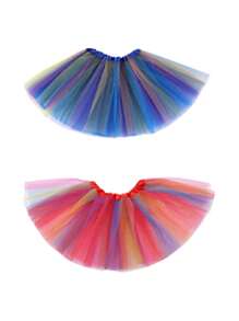 6-lagiger Tüllrock, Regenbogen 30cm Ballettrock, Partykostüm Tüllrock, Karneval Weihnachten Halloween Geschenke, geeignet für Outdoor, Party, Cosplay, Ballett, Laufen, Prinzessinnen-Hochzeit, geeignet für 3-12 Jahre alt