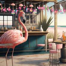 12 Stück/24 Stück/36 Stück Flamingo Deko, tropische Palmenblätter & verspielte Blumen Holz Hängedekoration, Sommer Hawaii Strand Holzdekoration, Hawaii Geburtstags Party, Hochzeits Braut Geschenk, Party Gastgeschenke; Die Flamingos haben verschiedene sommerliche Elemente