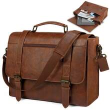 Portafolios para Hombre 15.6 Pulgadas,Vintage, Maletin para Laptop PU Piel,Bolsa de Mensajero Impermeable,Maletín de Hombre,Portafolio para Hombre