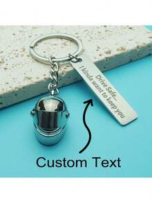 Customized Zinc Alloy Motorcycle Helmet Keychain, Stainless Steel Engraved Tag Bag Pendant Decoration, Christmas Gift "Drive Keychain" - Silver - View 11