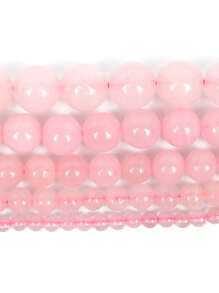 Contas soltas de pedra de quartzo rosa natural de 1 fio, contas naturais rosa para fazer joias, pulseiras e colares faça você mesmo, 4, 6, 8, 10 e 12 mm