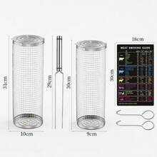1 pièce Cage de gril de barbecue en acier inoxydable, panier de grill rotatif, filet de cuisson de barbecue portable, filet de barbecue circulaire pour légumes, frites, poisson, crevettes, convient pour les paniers de barbecue d'extérieur, les grils de barbecue de camping d'extérieur, l'équipement de pique-nique de camping, les petits accessoires de cuisine, avec des crochets anti-brûlure