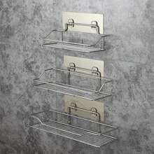 Stainless Steel Bathroom Storage Shelf Punch-Kitchen Bathroom Toilet Wall Hanging Storage Rack