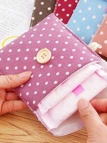 1 件卫生巾旅行收纳袋，7 种图案可选，现代便携式卫生巾袋，月经用品收纳袋，可爱卡通女用卫生巾收纳袋，适用于家庭旅行收纳袋，化妆包，化妆袋，度假收纳袋，卫生护垫袋，月经袋，旅行配件 - 彩色 - 查看 2