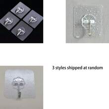 10/20/40/72pcs/Set Transparent No-Trace Adhesive Hooks, Waterproof Suction Cup Wall Hooks For Bathroom, Kitchen And Multi-Surface Storage, Back To School
