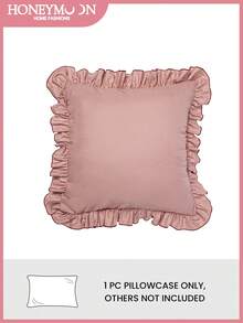 1 件浪漫法式荷叶边枕套（不含枕芯），精致浪漫的装饰抱枕套，适用于卧室、宿舍、沙发和休闲椅。 - 粉色 - 查看 1