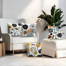 4 Stücke abstraktes Blumen- und Baumprint Kissenbezug Set, einseitig Muster