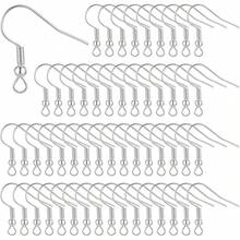 50 buah Pengait Anting-Anting Antialergi dari Stainless Steel, Perlengkapan Pembuatan Anting-Anting Lengkap dengan Pengait Anting-Anting, Cincin Penghubung, dan Penutup Anting-Anting untuk Pembuatan Perhiasan - Perak - View 1