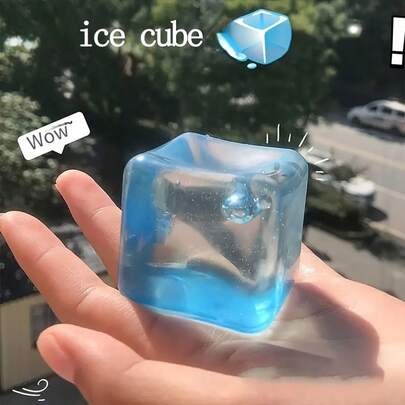 1pc Squeeze Popping Malt Ice Cube - Transparent Sky Blue, Brings Relaxing Sensation, Smooth Surface, Sensory Stress Relief Toy, Helps Relieve Anxiety And Focus Attention.