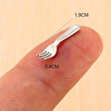 12Pcs Set 1:12 Dollhouse Miniature Dollhouse Kitchen Sliverware Forks Spoons 1:12 Scale Miniature Doll Tableware Decoration,Exquisite Workmanship Crafts - Multicolor - View 3