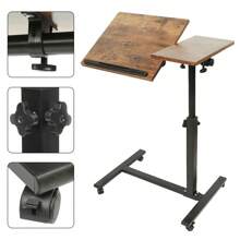 Table d'ordinateur avec Hauteur réglable et surface rotatif 360°, Table d'appoint roulante pour Ordinateur, Support laptop netbook avec 4 roulettes