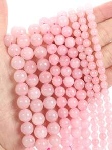 Contas soltas de pedra de quartzo rosa natural de 1 fio, contas naturais rosa para fazer joias, pulseiras e colares faça você mesmo, 4, 6, 8, 10 e 12 mm