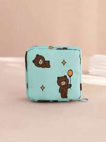 حقيبة تخزين متعددة الأغراض مقاومة للماء بتصميم كرتوني لطيف قطعة واحدة - حقيبة تخزين كبيرة السعة للفوط الصحية وحقيبة تخزين مستحضرات التجميل وحقيبة أقلام ومحفظة وحقيبة تخزين القرطاسية (موضع الطباعة للنمط غير ثابت)، تصميم بوهو فيبز (قطعة واحدة، قطعة صغيرة، لون عشوائي)، حقيبة تخزين لعيد الأضحى