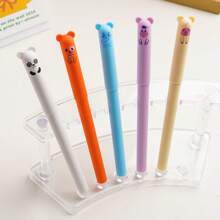 5/10 piezas de bolígrafos borrables con diseños de animales lindos, tamaño mediano, recargables, lavables, tinta azul/negra de 0.5 mm, de plástico, para útiles de oficina y escolares, regalos de maestros, estilo casual, útiles escolares, de vuelta a la escuela