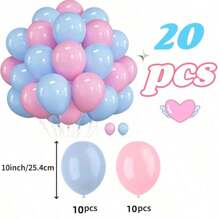 50 pezzi Palloncini in lattice rosa e blu da 10 pollici, adatti per gender reveal, anniversari, feste di compleanno, decorazioni per principesse, matrimoni, decorazioni per interni ed esterni