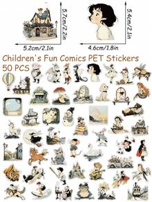 50 buah Stiker Kartun Anime Dunia Tahan Air PET Transparan untuk Laptop, Alat Tulis, Scrapbook, Buku Harian, Ponsel, Dekorasi DIY Stiker - MultiWarna - View 9