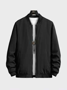 Jaqueta Casual Quente de Fleece para Homens, Uso Casual Externo de Outono/Inverno, Design Minimalista