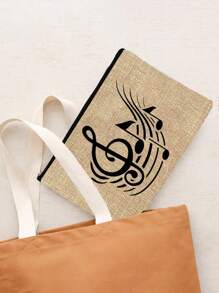 Vibrant Musical Note Print Canvas Cosmetic Bag, Durable, Versatile, And Stylish Shopping Companion -Perfect Gift For Music Fans , Travel Small Items Portable Storage Pouch, Gift,Makeup Bag,Women's Simple And Large Capacity Travel Makeup Bag, Earphones,Data Cable,Accessory Storage, Coin Bag, Suitable For Men And Women, Birthdays, Holidays, Back To School, Vacation, Beach, Travel