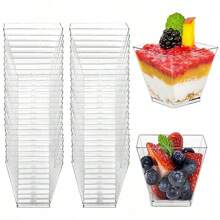 10/50/100 Pieces 2/4/5 Ounces (60/120/150ML) Capacity Mini Plastic Dessert Cups, Ice Cream Cups, Small Transparent Banana Pudding Cups, Used As Appetizers, Tasting Bowls For Birthdays, Weddings, And Parties, Christmas Gifts