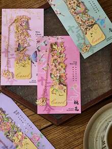 Customized Text Logo Floral Hollow Metal Bookmarks Flower Series Reading Gift For Teachers Students Motivational Learning School Supplies - Multicolor - View 6