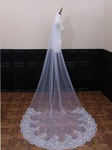 1 件 4 米奢华闪亮蕾丝婚礼新娘面纱，优雅而引人注目的婚礼发饰，适合女士秋季服装